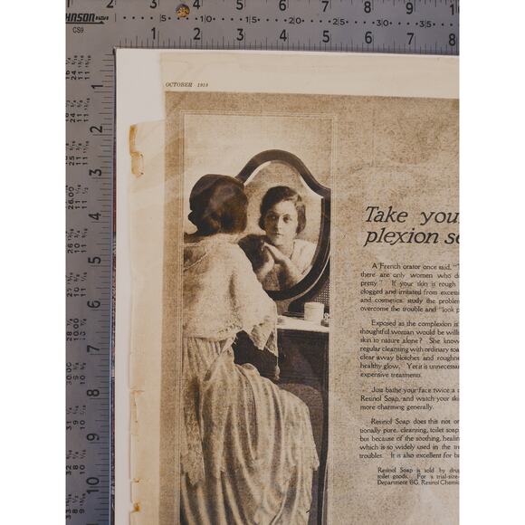 1918 Resinol Soap Woman at Vanity Beauty‎ Routine Original Vtg PRINT AD - Picture 8 of 12